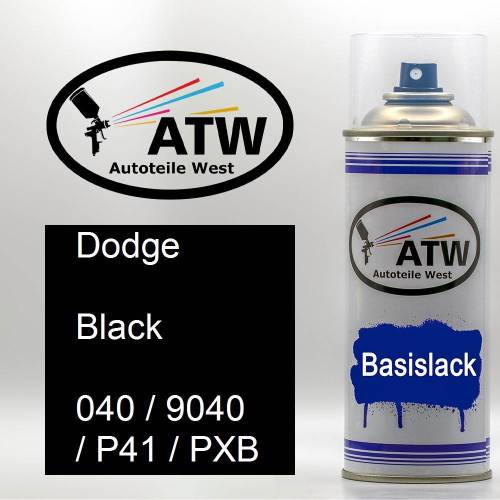 Dodge, Black, 040 / 9040 / P41 / PXB: 400ml Sprühdose, von ATW Autoteile West.
